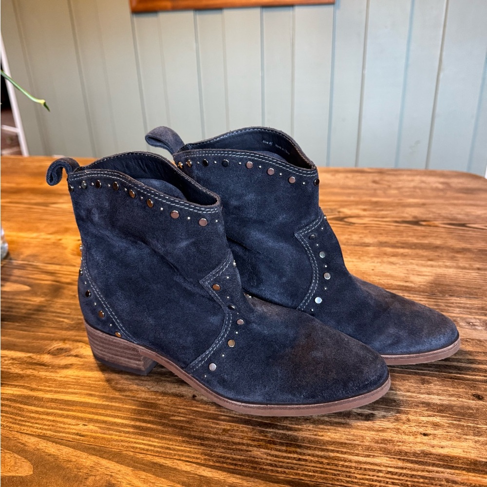 Dolce Vita Dark Grey Suede Ankle Booties with Studs